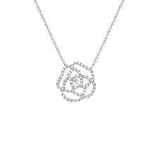 14K GOLD DIAMOND LARGE CAMILIA FLOWER NECKLACE