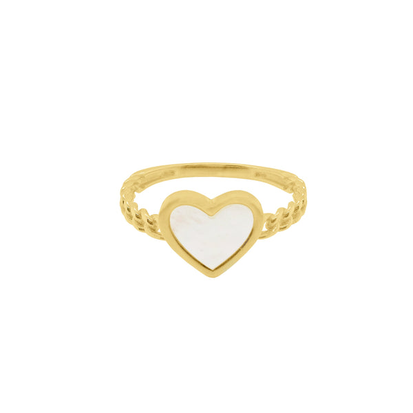 14K GOLD MOTHER OF PEARL CAMI HEART RING