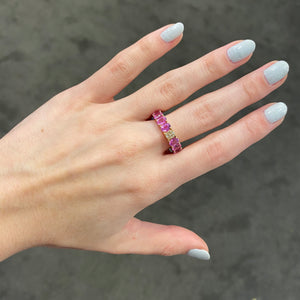 14K GOLD DIAMOND 6.74 CT PINK SAPPHIRE ETERNITY BAND