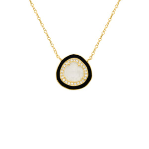 14K GOLD DIAMOND SLICE AND BLACK ENAMEL ABBY NECKLACE