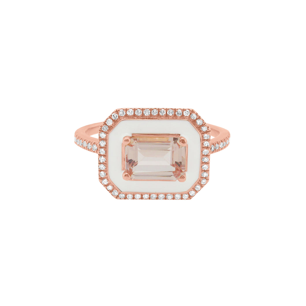14K GOLD DIAMOND AND MORGANITE TANA RING