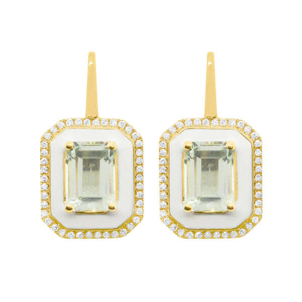 14K GOLD DIAMOND AND GREEN AMETHYST TANA EARRINGS