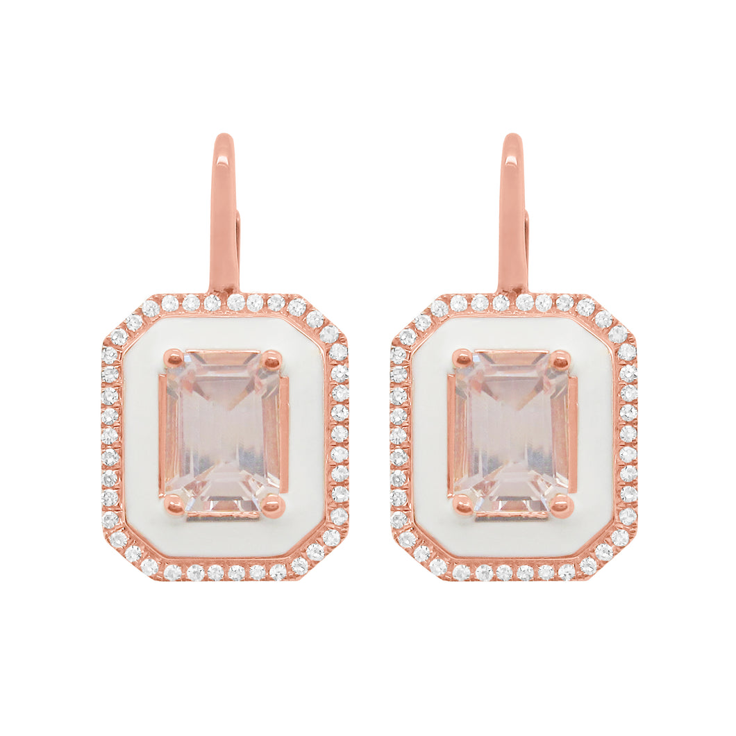 14K GOLD DIAMOND AND MORGANITE TANA EARRINGS