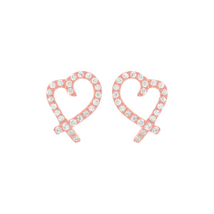 14K GOLD DIAMOND HANA HEART STUDS