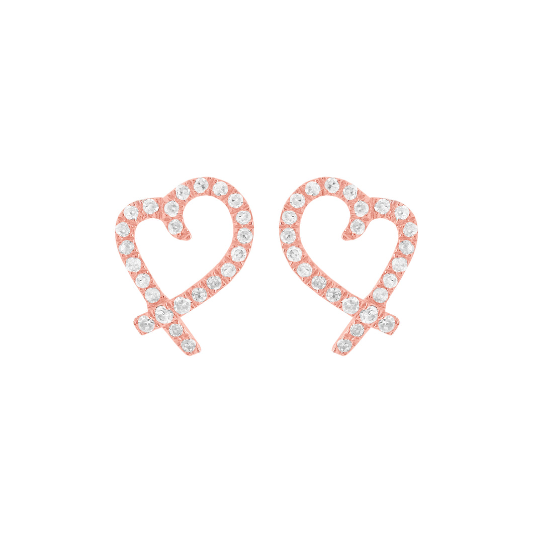14K GOLD DIAMOND HANA HEART STUDS