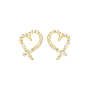 14K GOLD DIAMOND HANA HEART STUDS