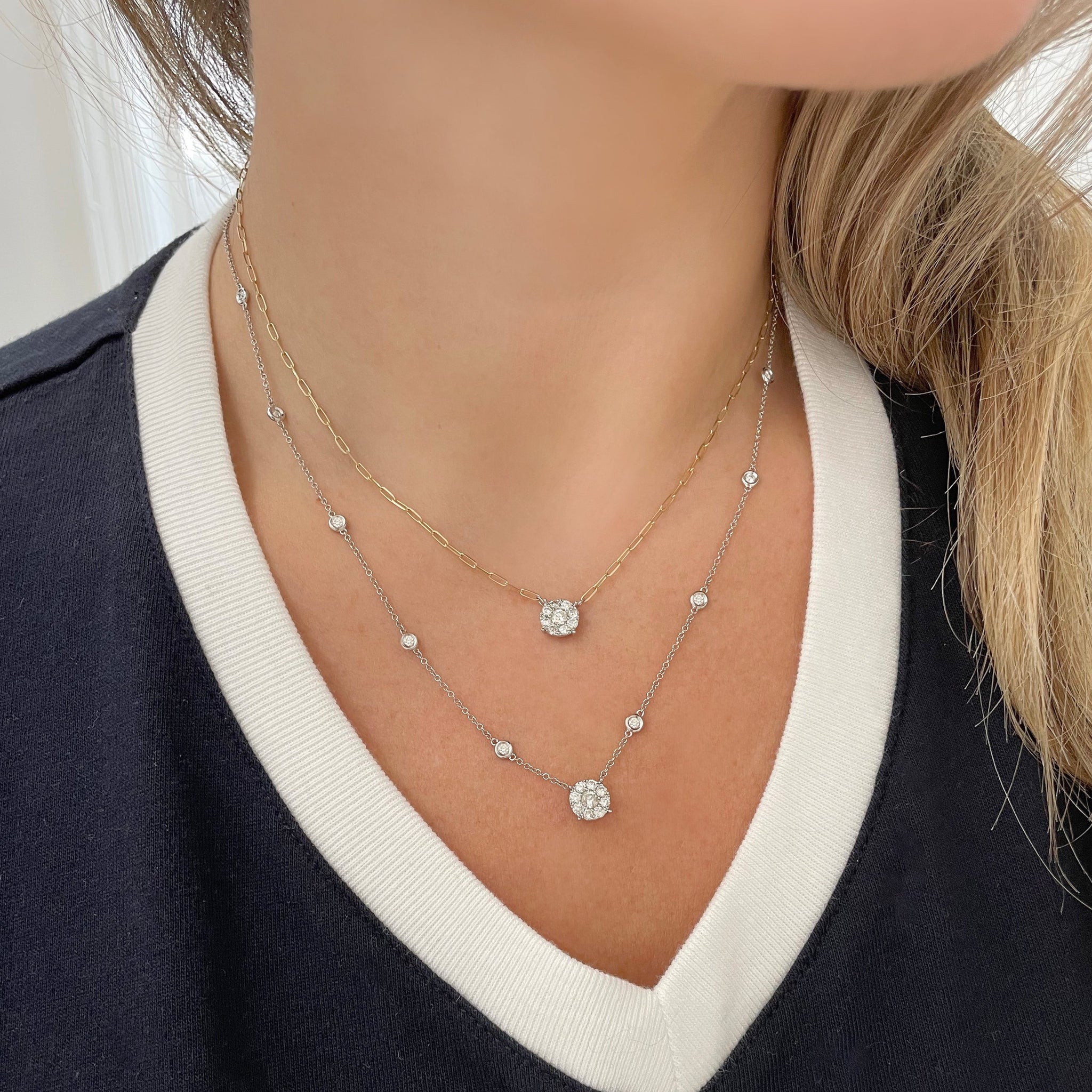 Diamond Paperclip Tennis Necklace 14K | LeMel – LeMel