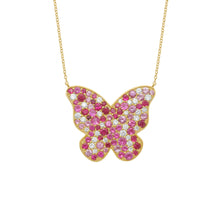 14K GOLD DIAMOND AND PINK SAPPHIRE GABBY BUTTERFLY NECKLACE