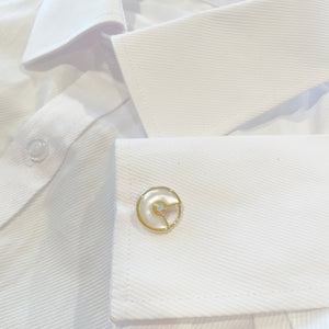 14K GOLD DIAMOND AND MOTHER OF PEARL BENNY CUFFLINKS
