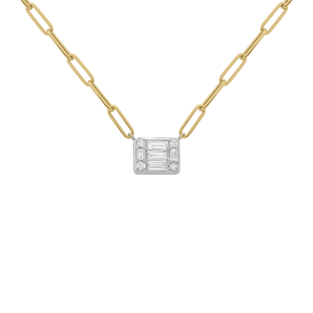 14K GOLD DIAMOND LILAH PAPERCLIP CHAIN NECKLACE