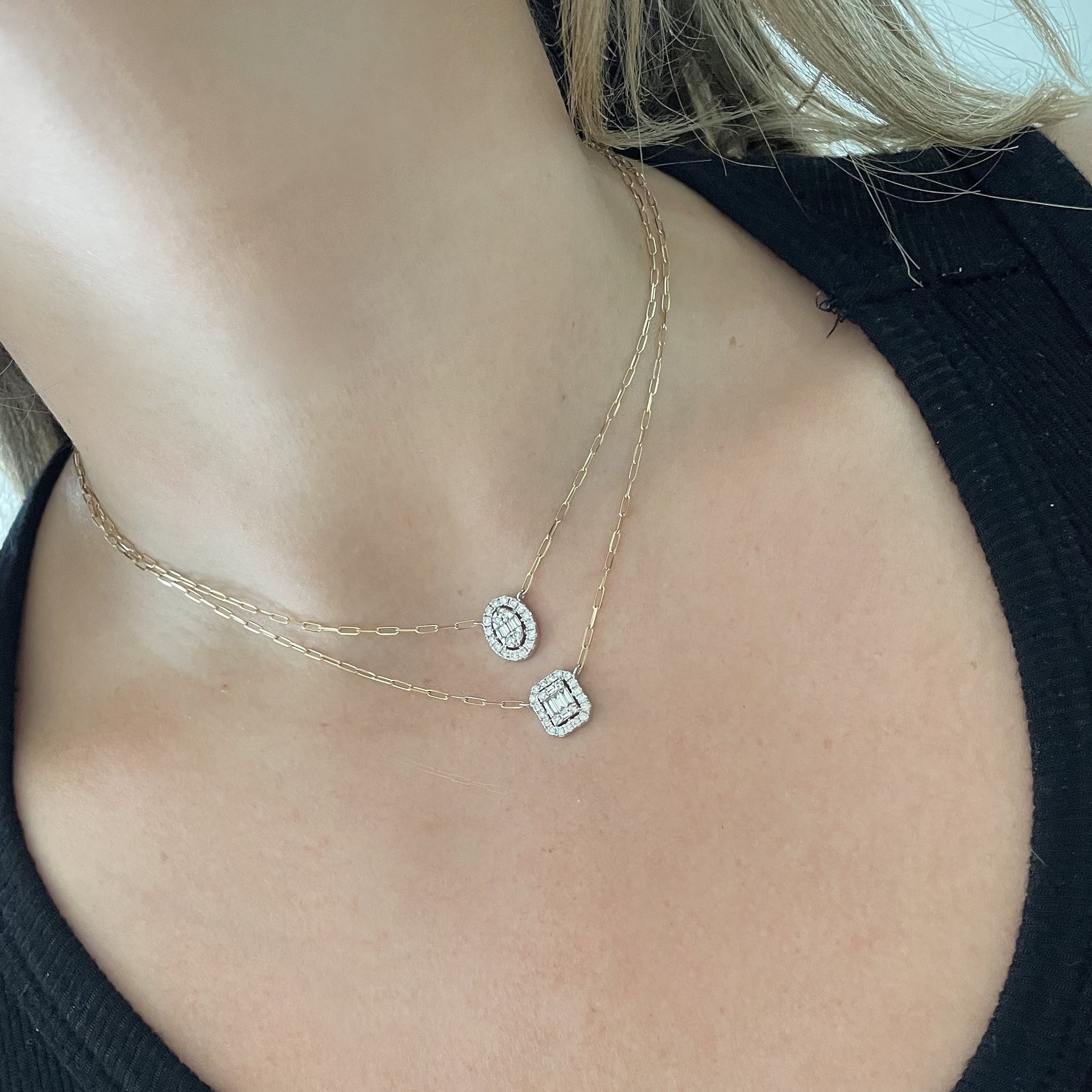 Brilliant Cut Round Diamond Paperclip Necklace – Talia Naomi Jewellery