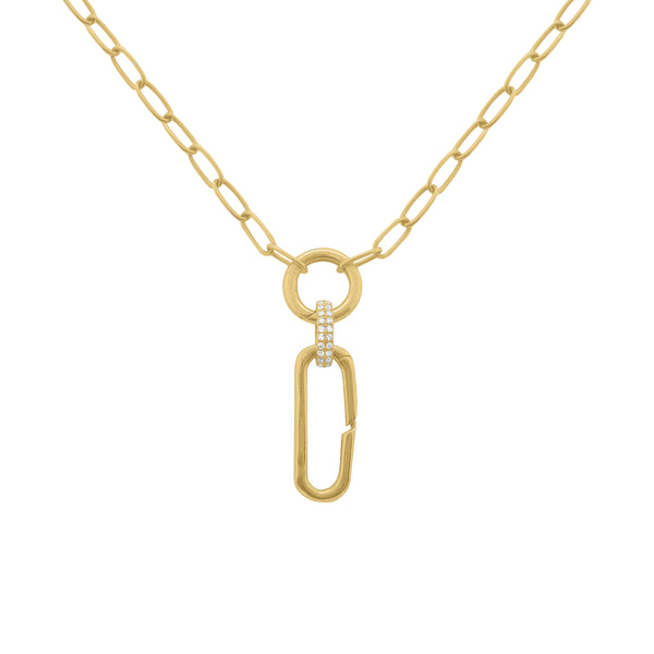 14K GOLD DIAMOND CHARM HOLDER NECKLACE