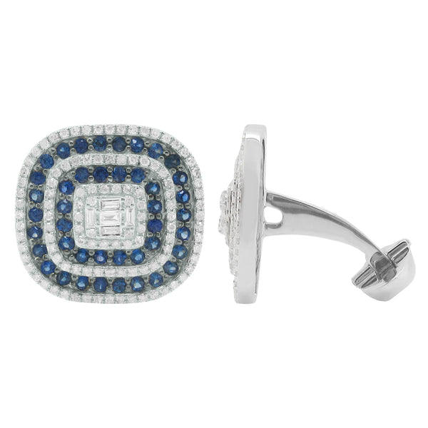 14K GOLD DIAMOND AND SAPPHIRE DANNY CUFFLINKS