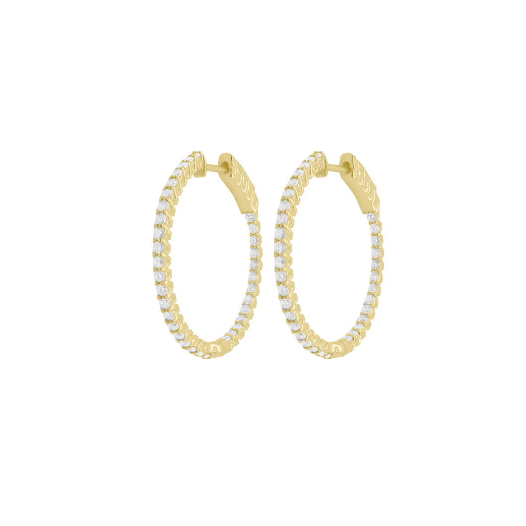 14K GOLD DIAMOND .84 CT CLASSIC DIAMOND HOOPS