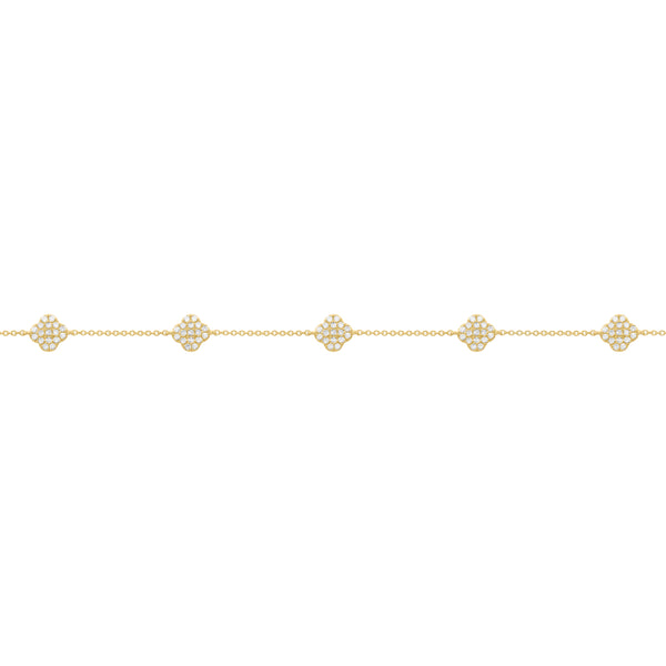 14K GOLD DIAMOND MINI CLOVER BRACELET