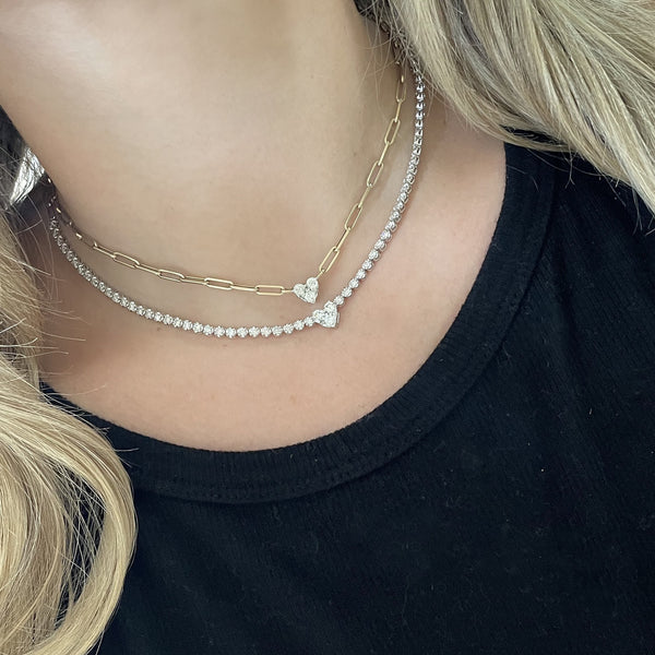 14K GOLD DIAMOND 2.74 CT ADDISON HEART CHOKER