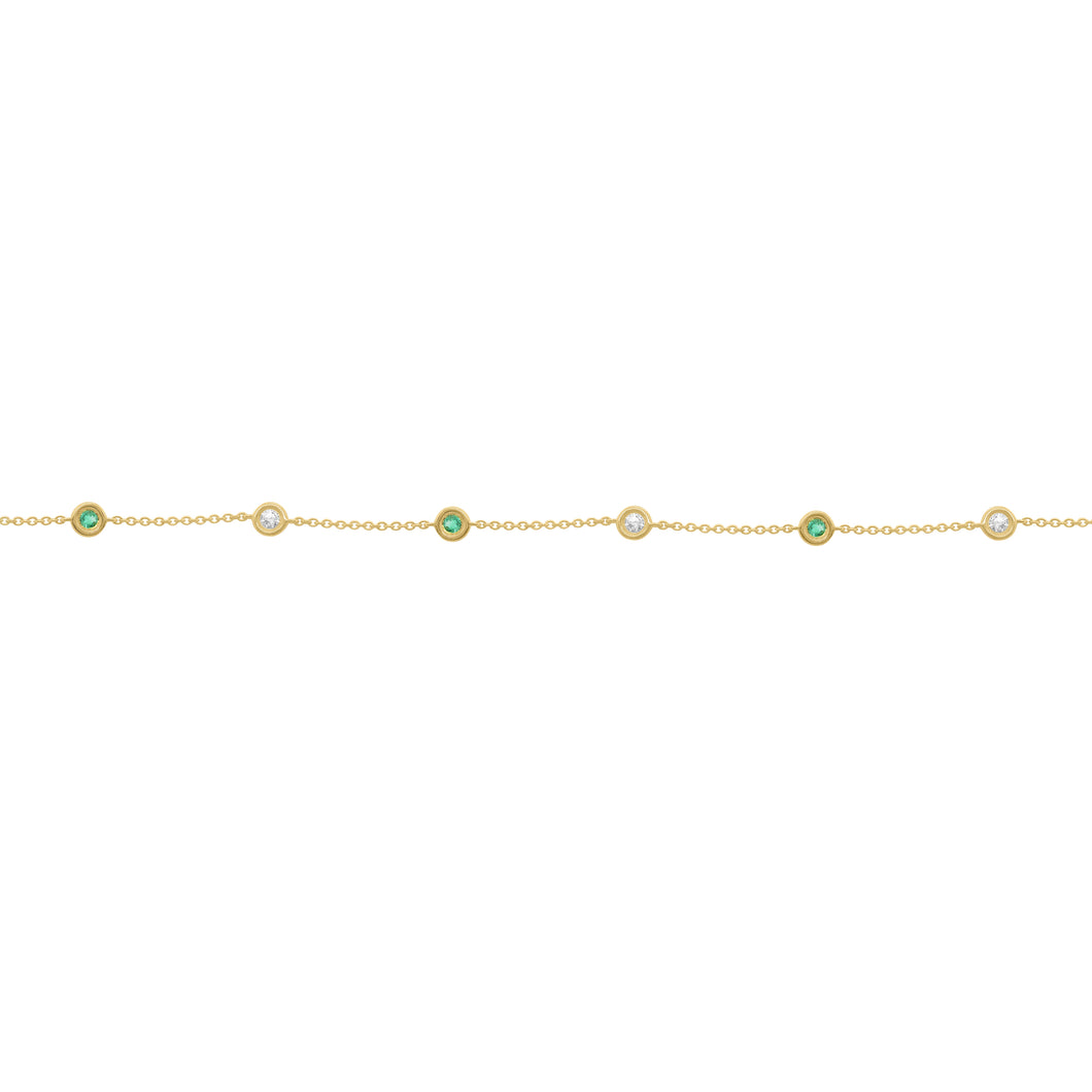 14K GOLD DIAMOND AND EMERALD BY THE YARD BRACELET