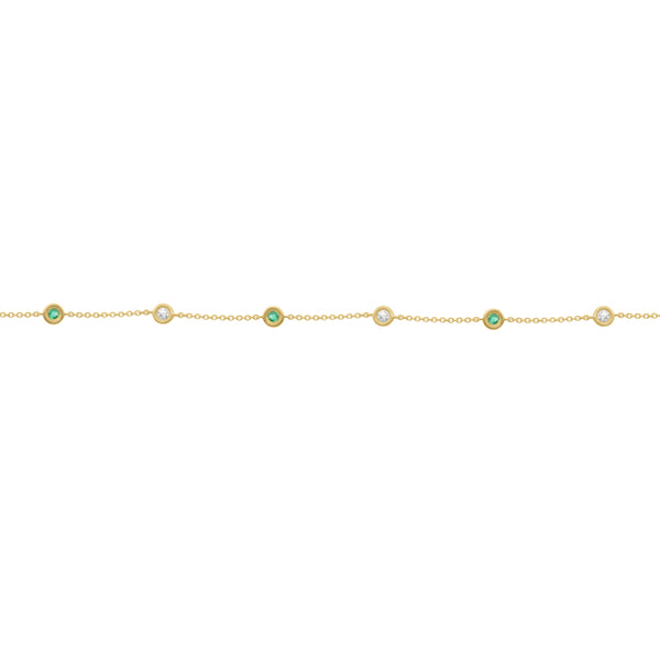 14K GOLD DIAMOND AND EMERALD BY THE YARD BRACELET