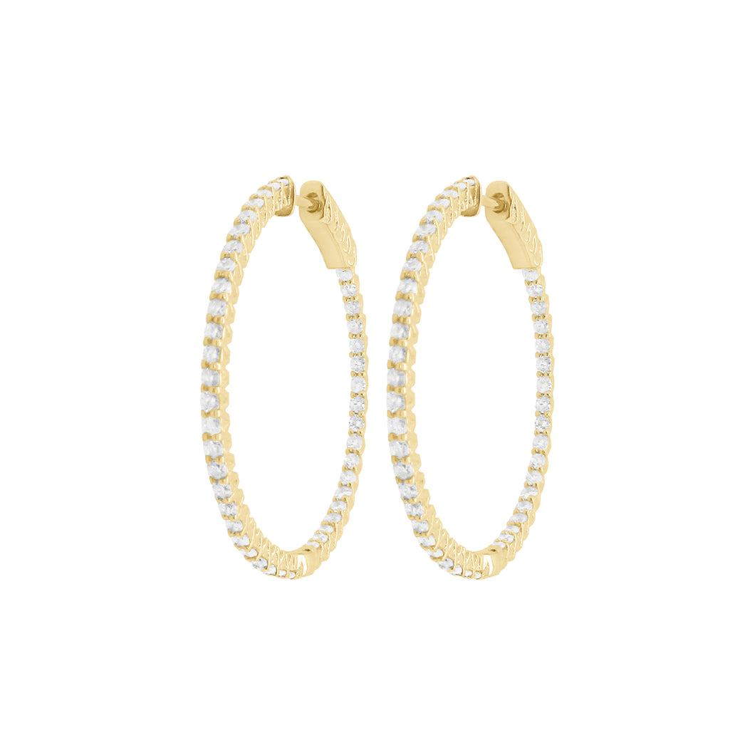 14K GOLD DIAMOND 1.11 CT CLASSIC DIAMOND HOOPS