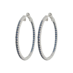 14K GOLD DIAMOND AND SAPPHIRE QUINN HOOPS