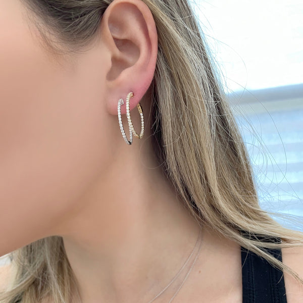 14K GOLD DIAMOND .84 CT CLASSIC DIAMOND HOOPS