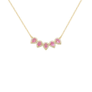 14K GOLD DIAMOND AND PINK SAPPHIRE RELLA NECKLACE
