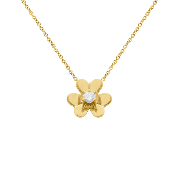 14K GOLD DIAMOND SMALL BELLA FLOWER NECKLACE