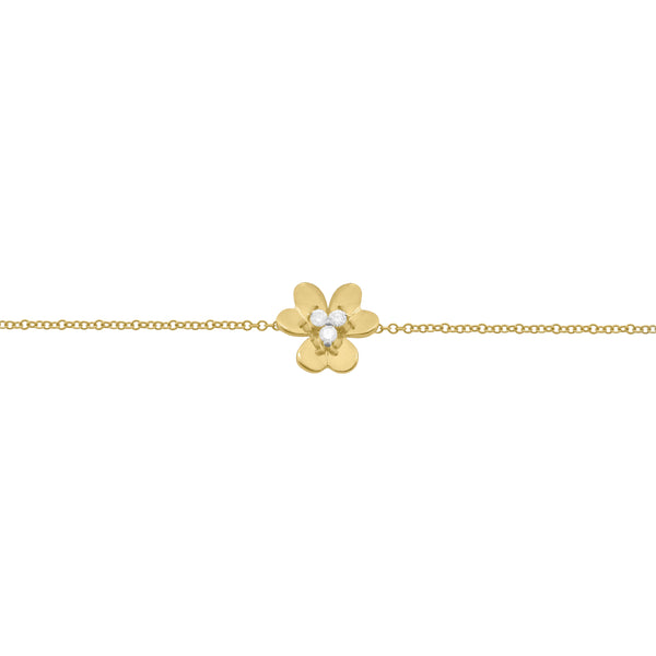 14K GOLD DIAMOND SMALL BELLA FLOWER BRACELET