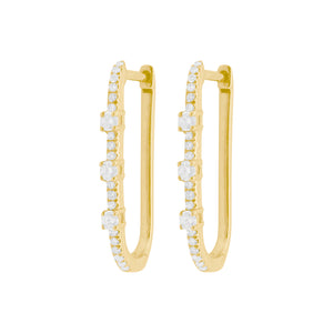 14K GOLD DIAMOND SARA HOOPS