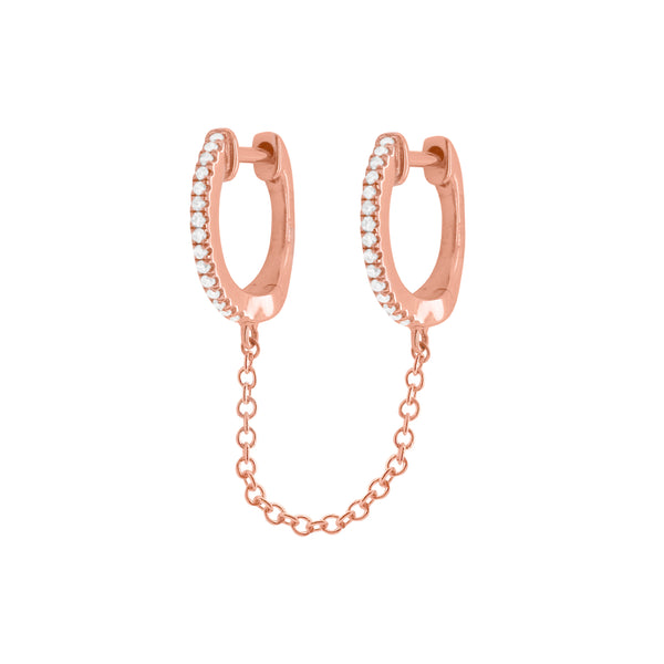 14K GOLD DIAMOND ELLE HUGGIE EARRING