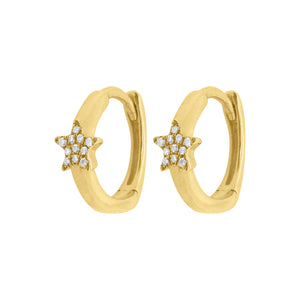 14K GOLD DIAMOND ELISE STAR HUGGIES