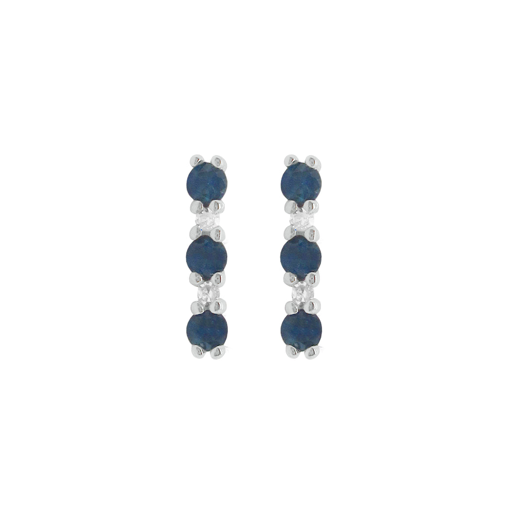 14K GOLD DIAMOND AND SAPPHIRE CORA STUDS