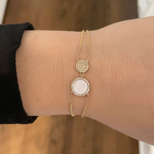 14K GOLD DIAMOND MOTHER OF PEARL LIELLE BRACELET