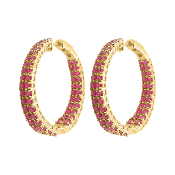 14K GOLD DIAMOND RUBY RANDI HOOPS