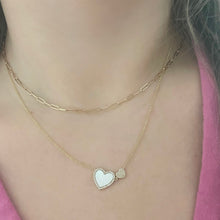 14K GOLD DIAMOND MOTHER OF PEARL YARDENA HEART NECKLACE