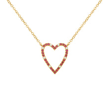 14K GOLD DIAMOND AND RUBY SIENNA HEART NECKLACE