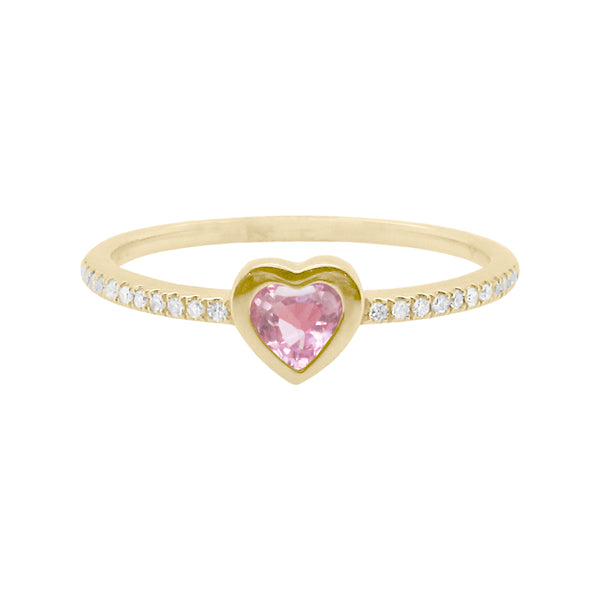 14K GOLD DIAMOND AND PINK SAPPHIRE MILANA HEART RING