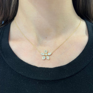 14K GOLD DIAMOND LARGE ROSIE NECKLACE