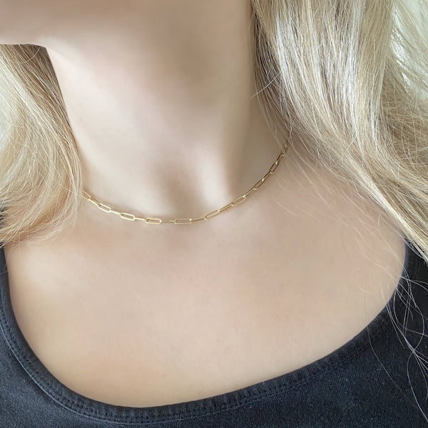 14K YELLOW GOLD 3MM 18" PAPERCLIP CHAIN NECKLACE