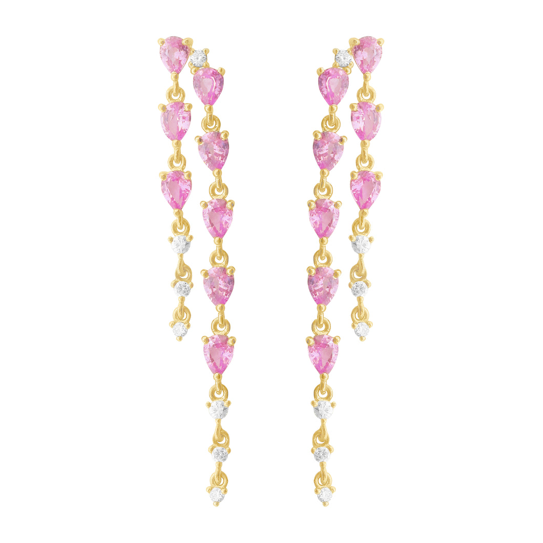 14K GOLD DIAMOND PINK SAPPHIRE ALANA EARRINGS
