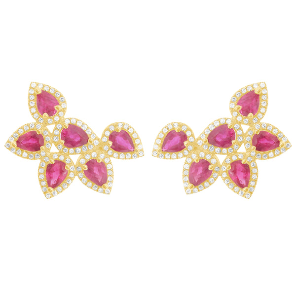 14K GOLD DIAMOND RUBY ANITA EARRINGS