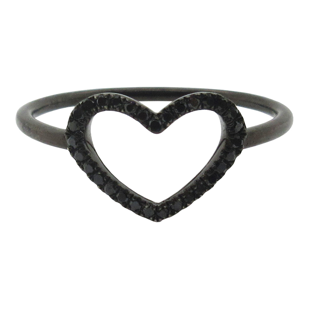 14K GOLD BLACK DIAMOND GISELE HEART RING