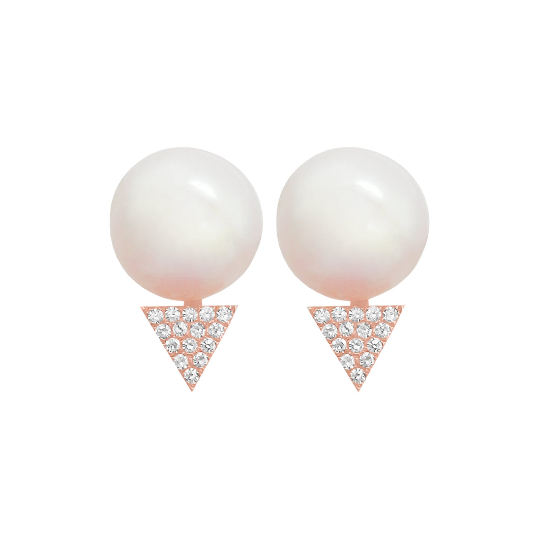 14K GOLD DIAMOND PEARL SAMMI STUDS