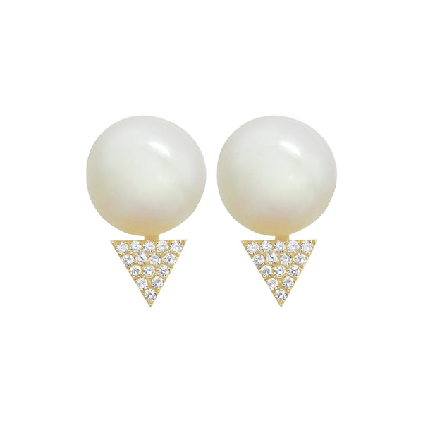 14K GOLD DIAMOND PEARL SAMMI STUDS