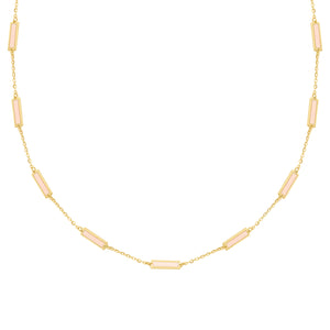 14K GOLD DIAMOND PINK MOTHER OF PEARL ANNA NECKLACE