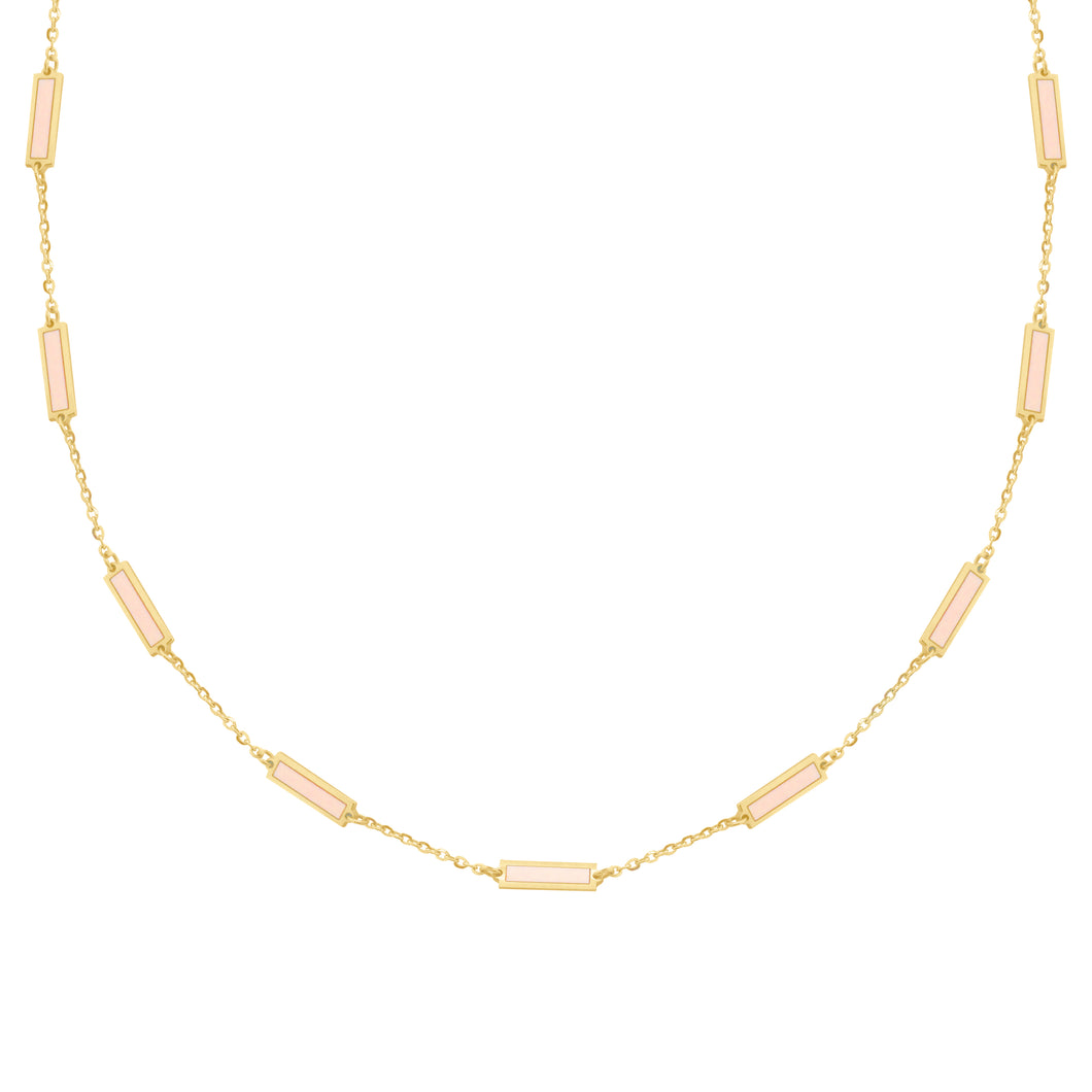 14K GOLD DIAMOND PINK MOTHER OF PEARL ANNA NECKLACE