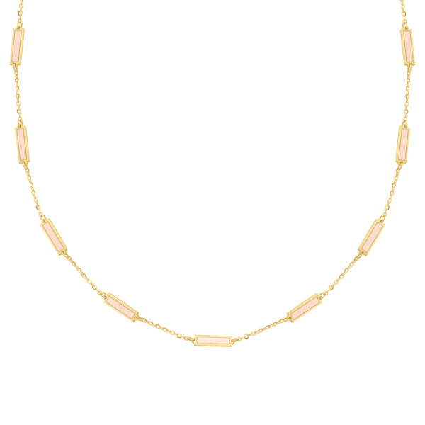 14K GOLD DIAMOND PINK MOTHER OF PEARL ANNA NECKLACE