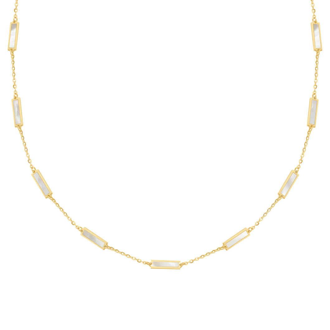 14K GOLD DIAMOND MOTHER OF PEARL ANNA NECKLACE