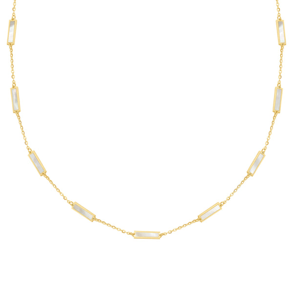 14K GOLD DIAMOND MOTHER OF PEARL ANNA NECKLACE