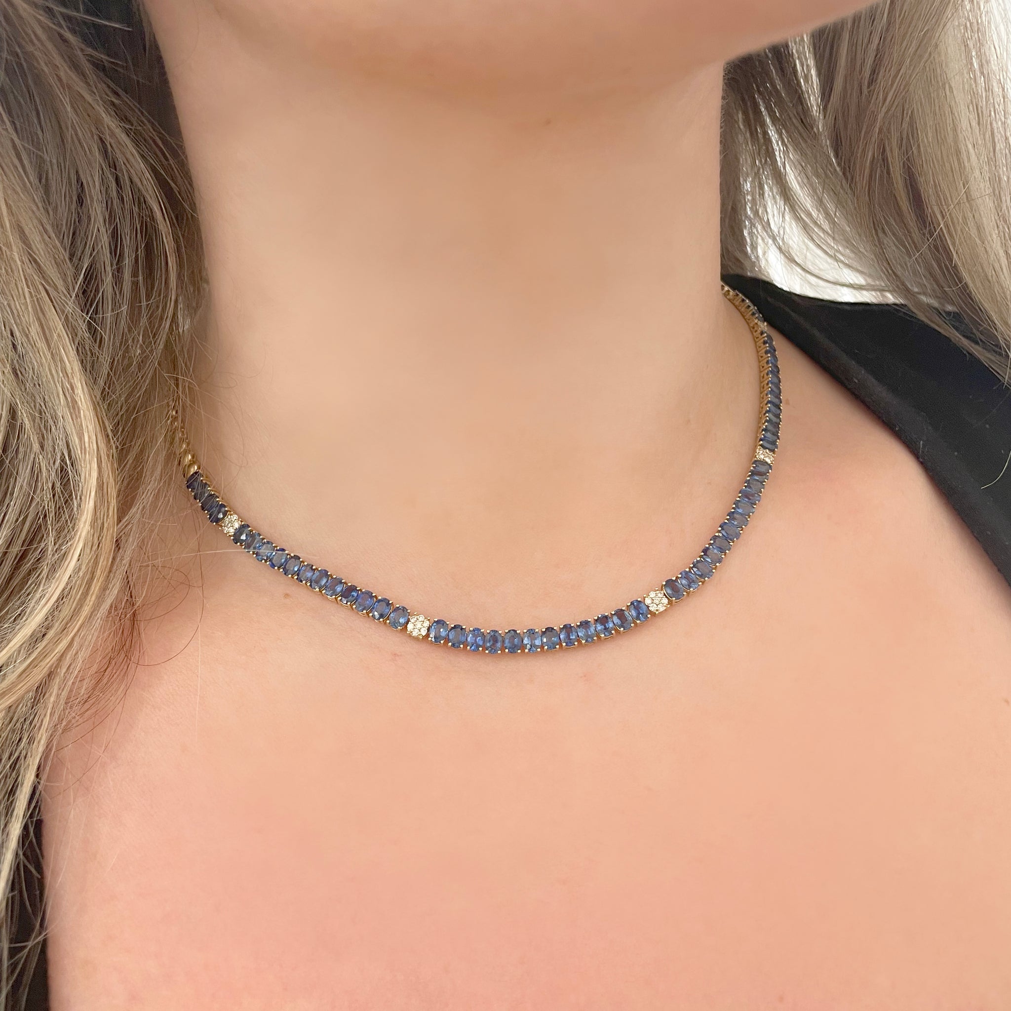 Lab Created Blue Sapphire Tennis Necklace